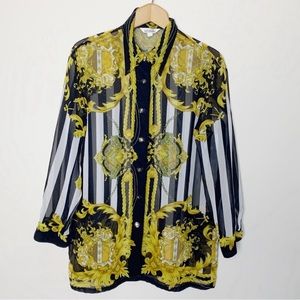 Vintage baroque striped blouse 🖤🤎